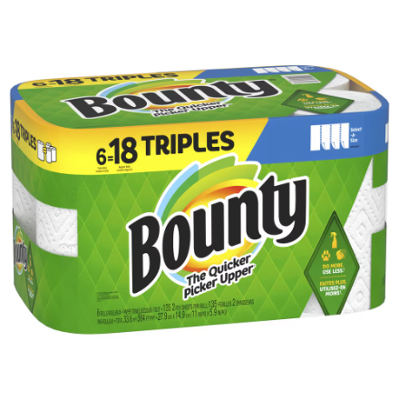 Bounty Select-A-Size 2-Ply Kitchen Paper Towel Rolls (6-Pack ) 6 Triple Rolls = 18 Regular Rolls