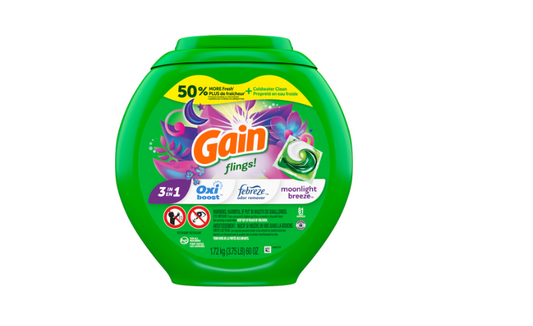 Gain flings Laundry Detergent Soap Pacs, HE Compatible, 81 ct, Long Lasting Scent, Moonlight Breeze