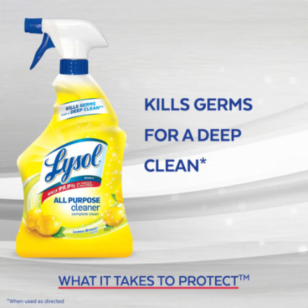 Lysol All Purpose Cleaner, Trigger, Lemon, 650ml, Powerful Cleaning & Freshening